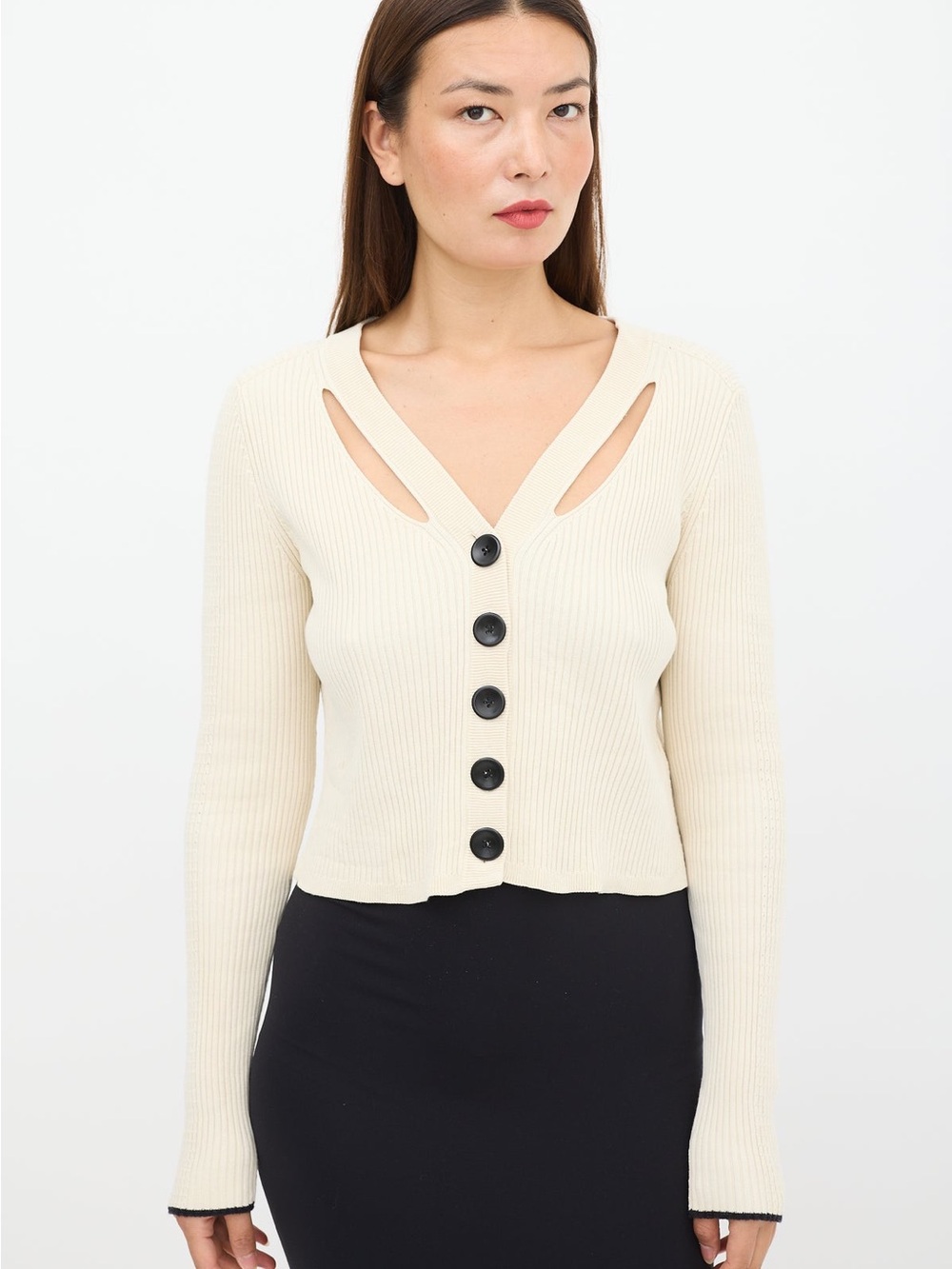 Proenza Schouler White Label Fine-Gauge Rib Cropped Knit Cardigan